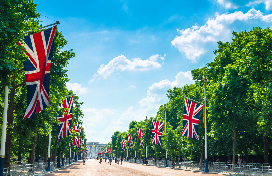 Union Jacks on the Mall