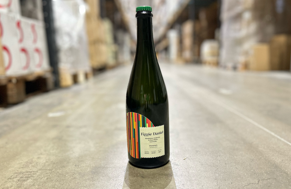 Bottle of Col Fondo in warehouse