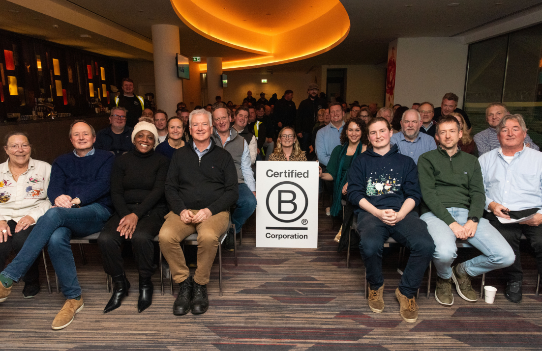 Ellis Wines team with B Corp banner