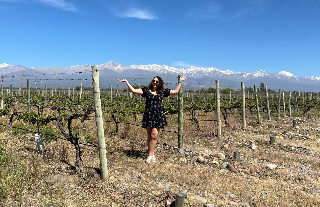 Megan in vineyard