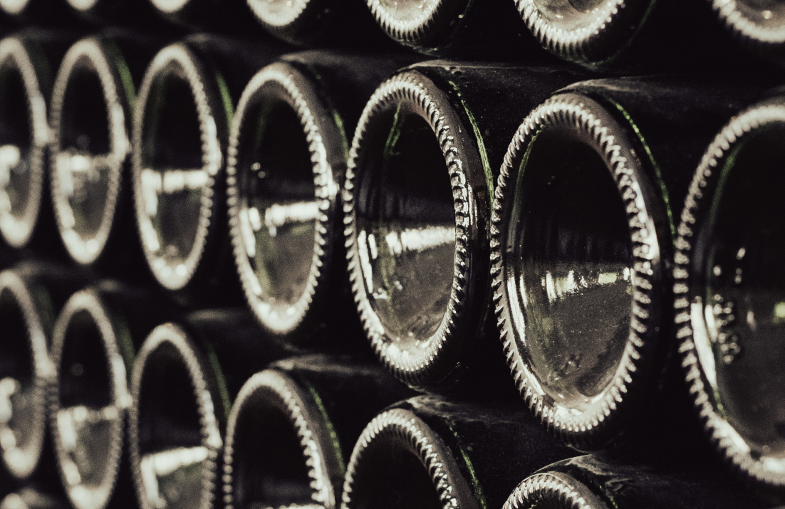 wine bottles in wine rack