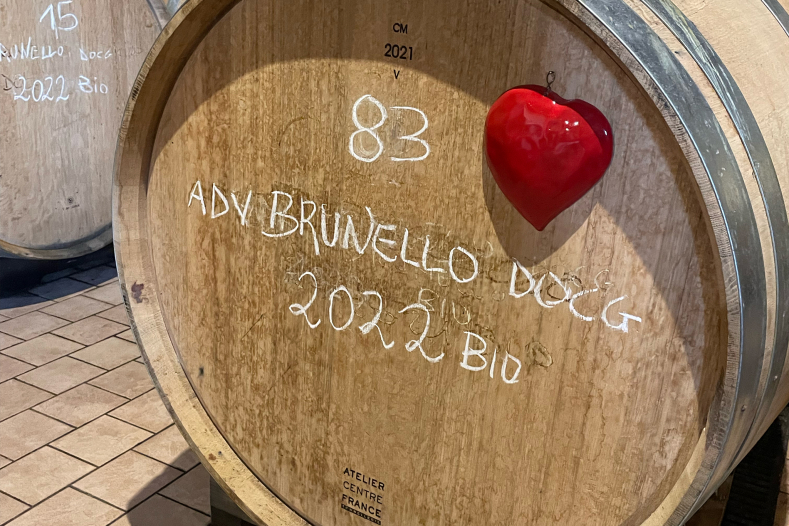Colombini wine barrel with red heart