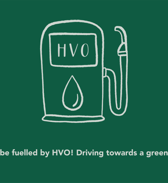 HVO fuel pump graphic: Proud to be fuelled by HBO!