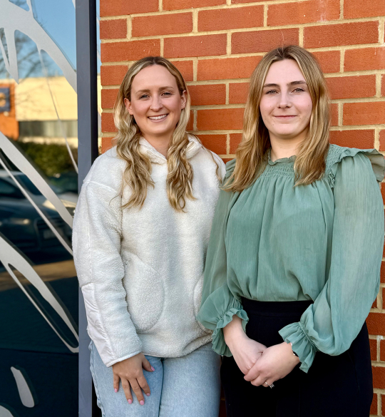 Holly Ellis-Lake and Molly Newport outside Ellis Wines offices