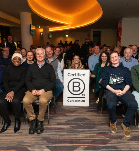Ellis Wines team with B Corp banner