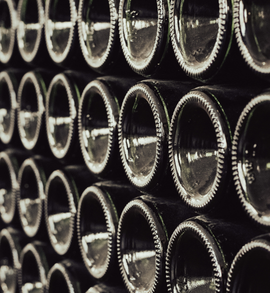 wine bottles in wine rack